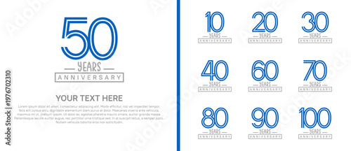 anniversary logo set. blue and grey color on white background for celebration moment