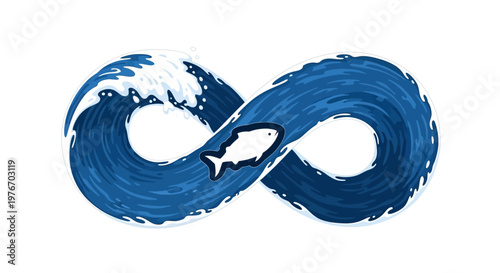 Infinity wave with a fish swimming.