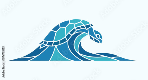 Mosaic wave design in blue tones.