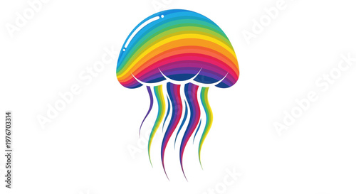 Rainbow colored jellyfish toy floating object.