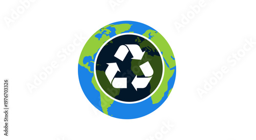 Recycling symbol on globe icon eco.
