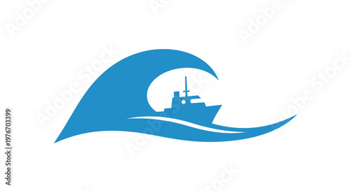 Ship in a wave illustration.