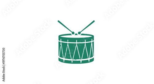 Drum with Drumsticks on White Background.