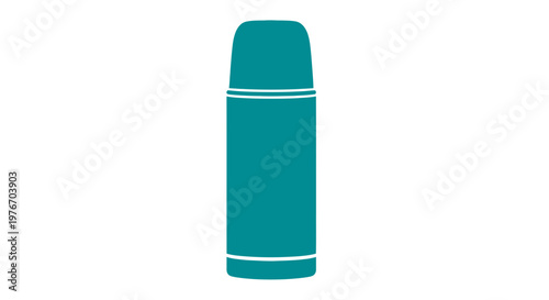 Teal Metal Thermos Bottle Illustration.