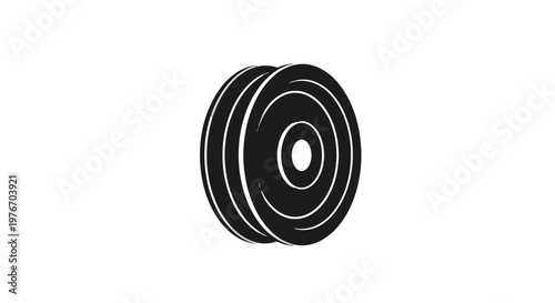 Black Rubber Pulley Wheel with Grooves.