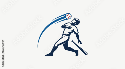 Baseball Player Swinging at Ball Mascot Logo