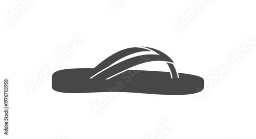 Black Flip Flop Sandal on White Background.
