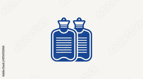 Two Blue Hot Water Bottles Icon on Cream Background
