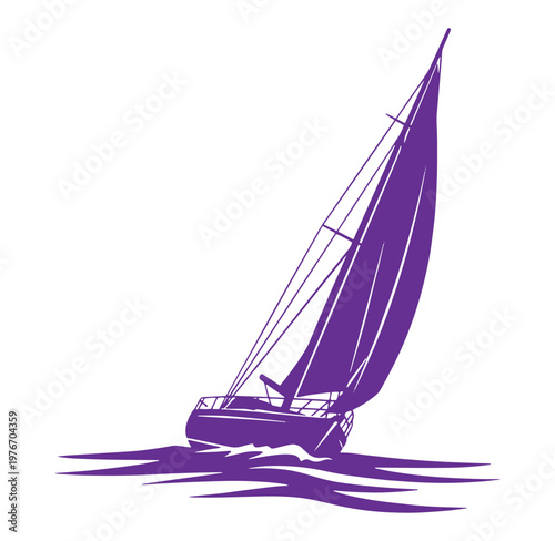 purplesailboatonwatersilhouetteofsailingvessel