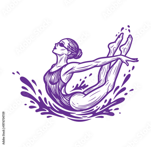 woman in swimsuit sitting in water with arms outstretched and head tilted back