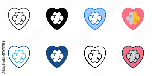 Emotional intelligence icons set multiple style collection. Editable stroke 
