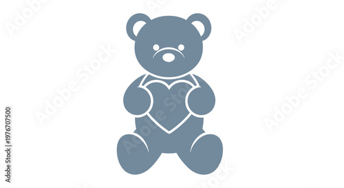 Cute Cartoon Teddy Bear Holding Heart.