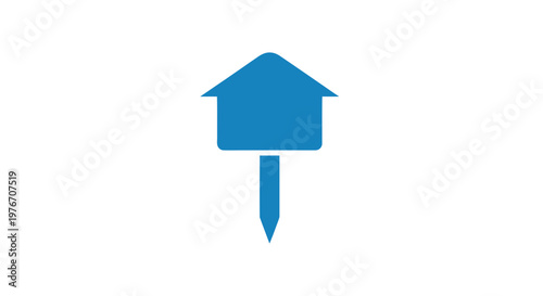 Blue Thumbtack with House Shape Head.