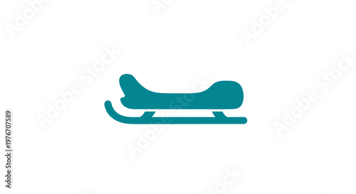 Teal Sled Illustration Winter Sports Equipment.