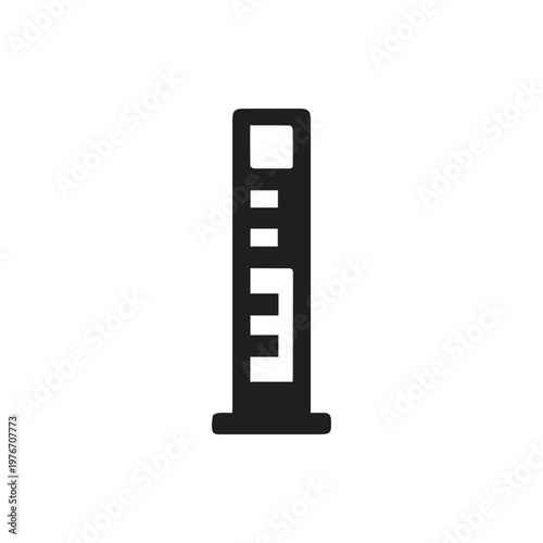 Stylized graduated cylinder symbol for scientific experiments and precise liquid measurements