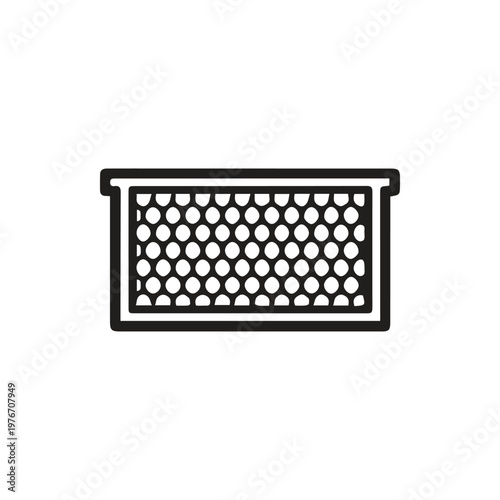 Stylized Honeycomb Beehive Frame Outline Icon Black and White Vector Graphic Design