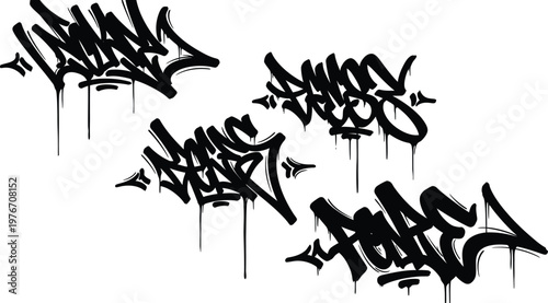 Black Graffiti Letters on White Background