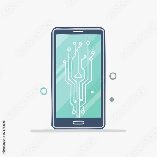 AI Mobile App Icon Minimalist Flat