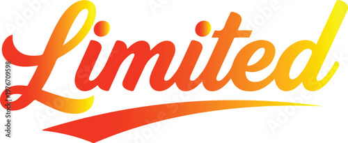 Limited script text with gradient on white background word lettering