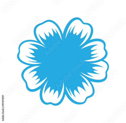 blue and white flower graphic design element isolated on white background