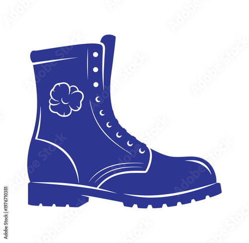 blue combat boot with a shamrock on the side for st patricks day celebration