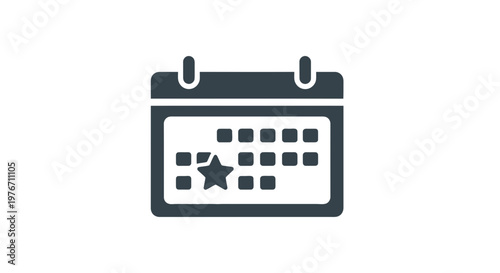 Calendar Icon with Star Marked Date.