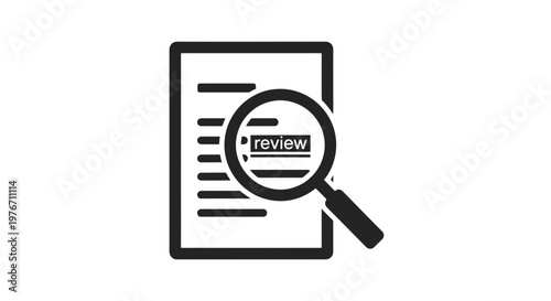 Magnifying Glass Reviewing Document Icon.
