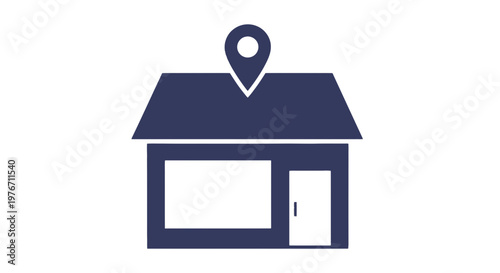 Shop Icon with Location Pin Symbol.