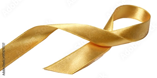 Golden awareness ribbon on white background with awareness solidarity campaign advocacy