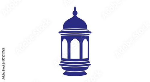 Simple Blue Illustration of a Lantern.