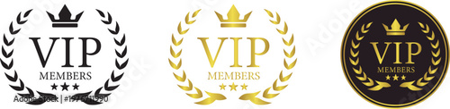 VIP Member Crown Badge Icon, Gold VIP vector sign. Premium and Luxury VIP badge
