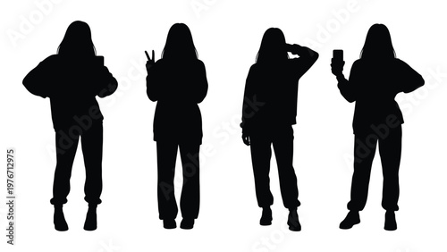 Four silhouettes of women posing with different hand gestures against a white background