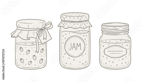 Three Jars of Homemade Jam and Preserves.