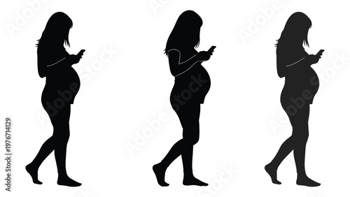 Silhouette series depicting a pregnant woman s body changes throughout gestation