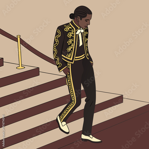 man walking on stairs