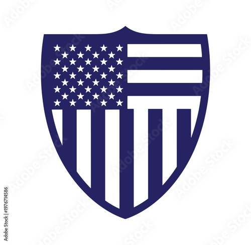American shield with stars and stripes design on white background