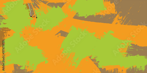 Wallpaper Mural Abstract vector background with lime green and orange grunge brush strokes, distressed painted texture Torontodigital.ca