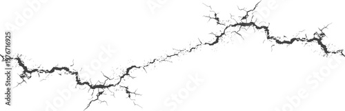 Cracked ground texture set with realistic fracture lines. Broken surface vector elements for damage and destruction concepts. Earth crack overlays for design, distress and grunge effects.