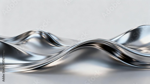 Chrome Liquid Metal Waves Abstract Futuristic Silver Background