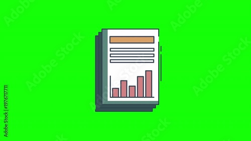 Business report paper, analysis icon loop animation with alpha channel, transparent background, ProRes 444