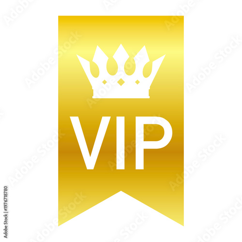 Gold VIP Club Label, Exclusive Luxury Member Ribbon Service Badge — transparent PNG