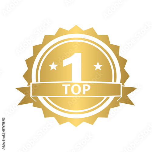 Top 1 Golden Award Icon, Number One Winner Champion Best Prize Badge — transparent PNG

