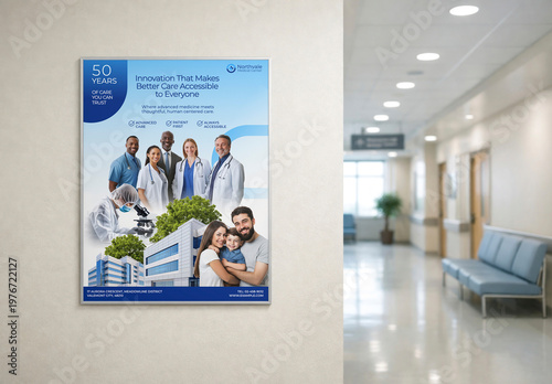 Healthcare Poster Mockup In Hospital Corridor PSD