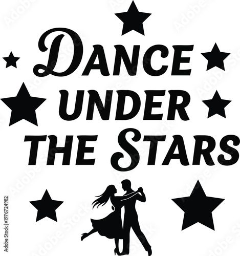 Dance Under The Stars Silhouette couple black
