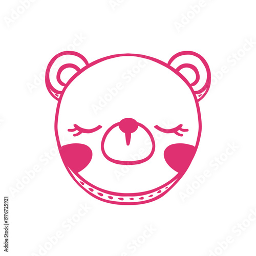 Cute bear cookie kawaii line icon