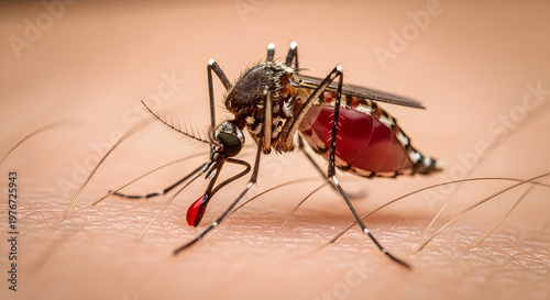 Close-up illustration of a mosquito on a sandy surface