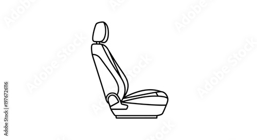 Simple line drawing of a single automotive vehicle seat side view