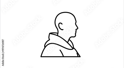 Simple line drawing of a person s head and shoulders in profile