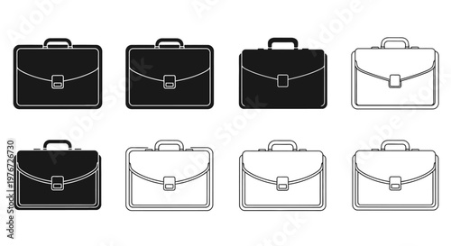 Collection of briefcases in varying styles and color schemes