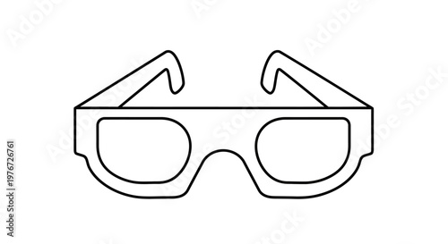 Simple line drawing of a pair of 3d glasses or viewing eyewear